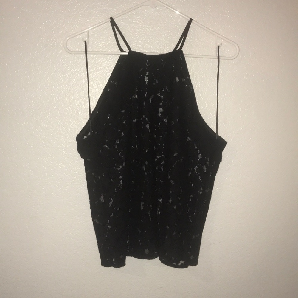 Black lace tank top.